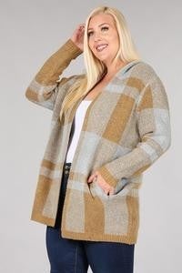 Mocha Hoodie Checked Cardi