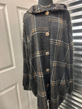 Button Down Plaid Hoodie Jacket