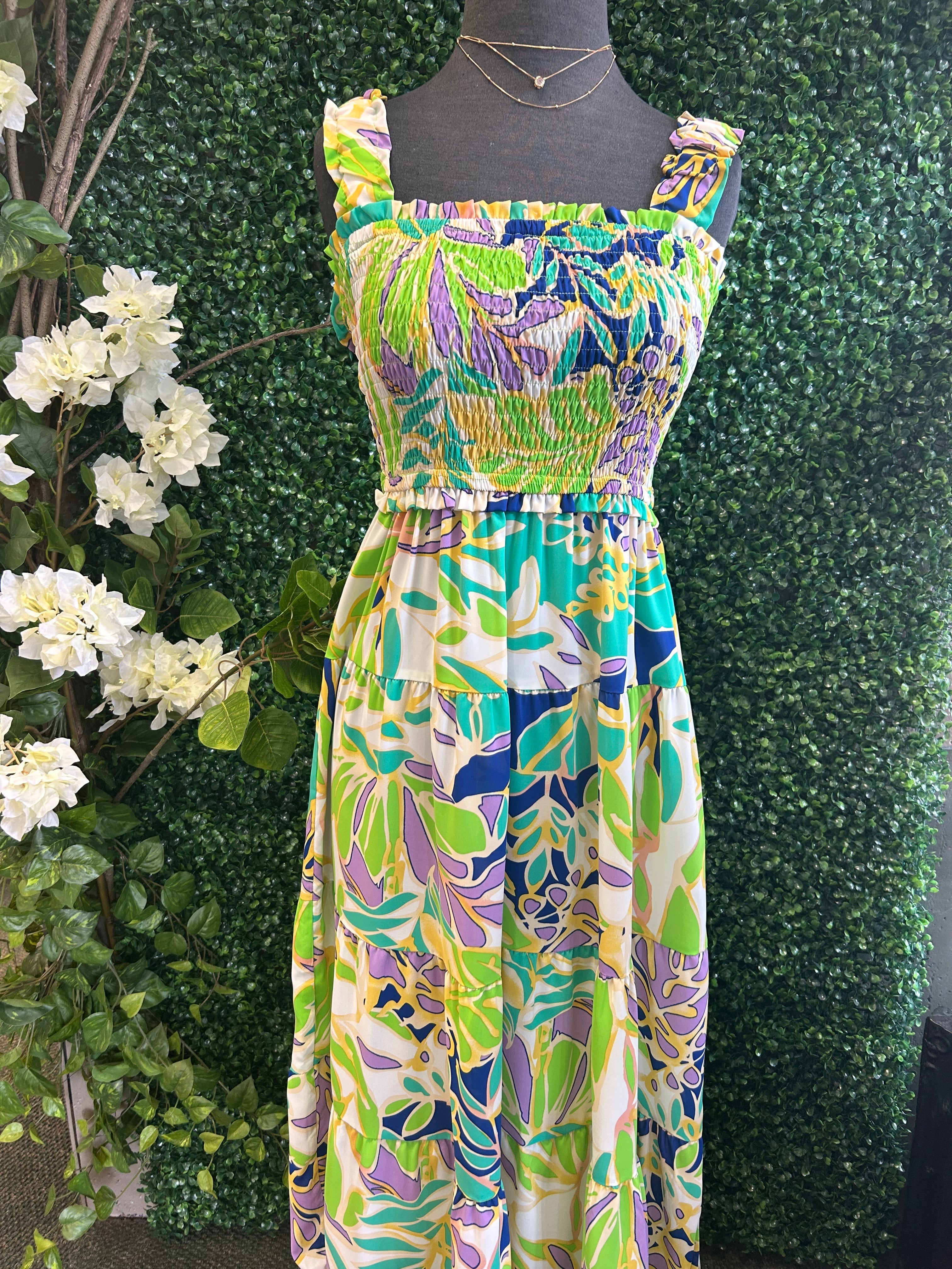 Tropical Print Dress