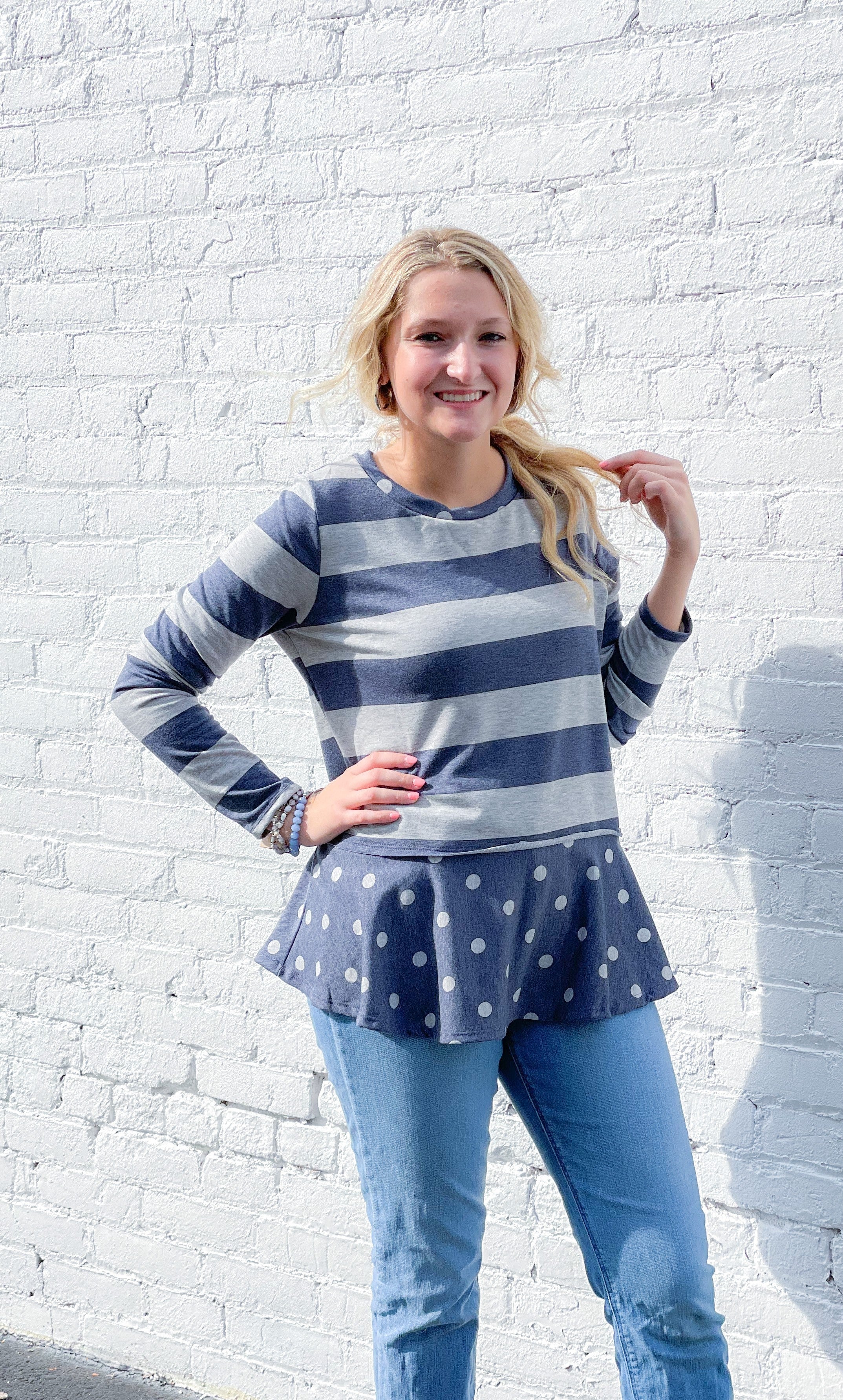 Navy French Terry Polka Dot Tunic