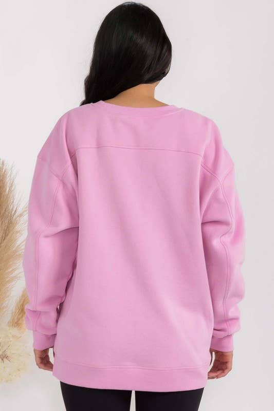 Women's Cozy Fleece Oversized Sweatshirt: Black / XXXL