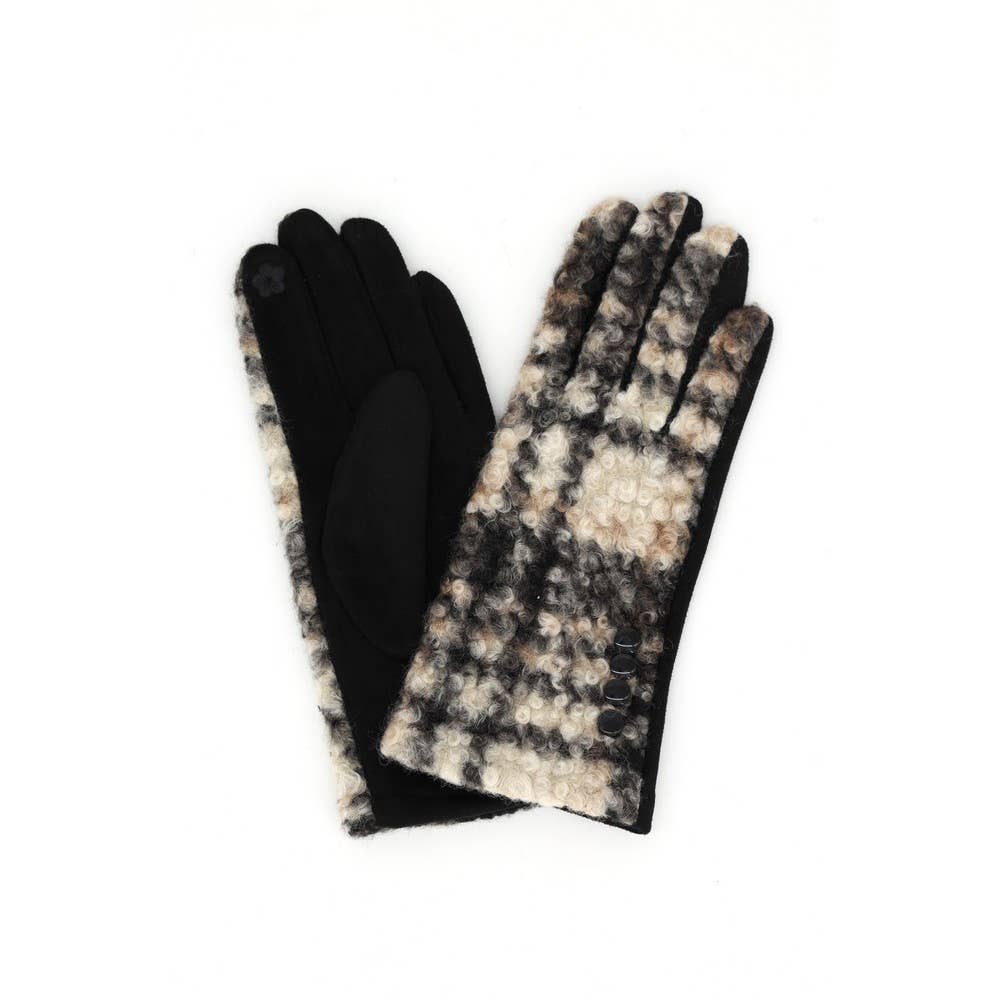 Boucle Plaid Touchscreen Gloves: BK