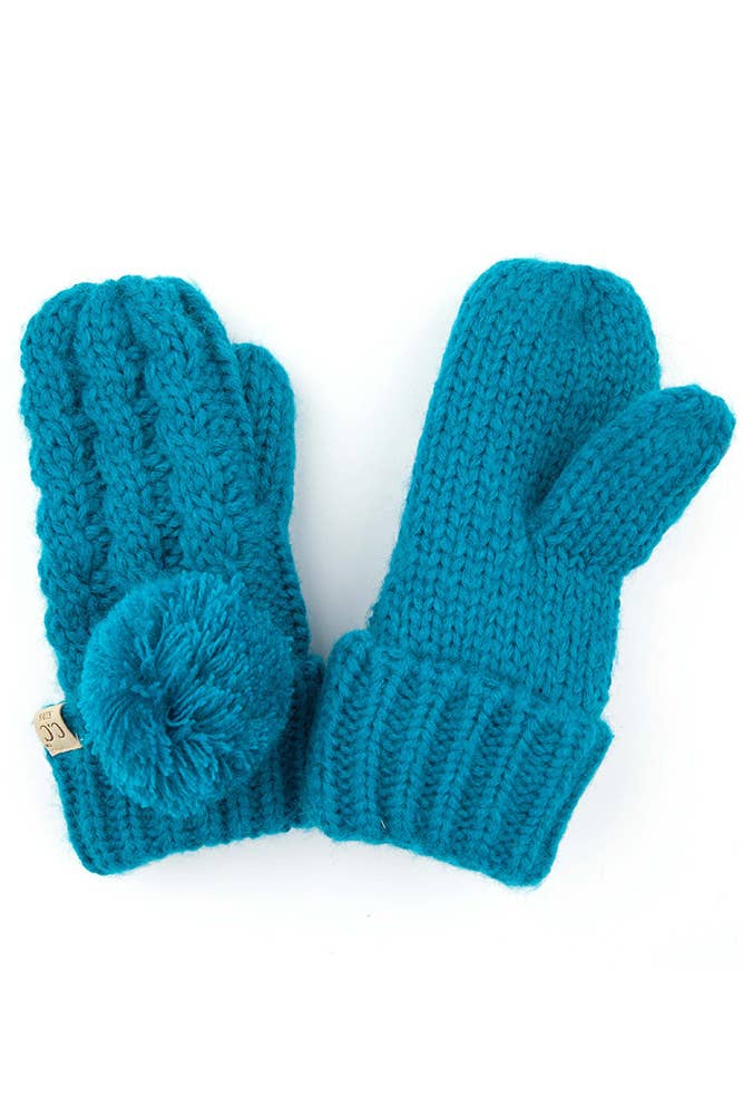 C.C Kids Pom Kids Glove With Fuzzy Lining: Ivory