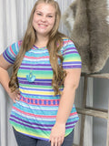 Multi Colored Striped Shift Tunic