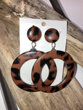 Cognac leopard post earrings