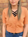 Sherbet Button Cardi Crop Sweater
