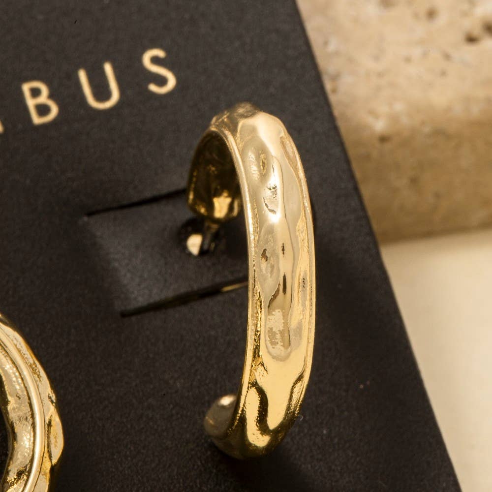 Gold Dipped Warped Hoop Earrings: GOLD