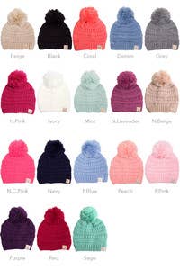 C.C Kids Solid Knit Pom Beanie: Denim