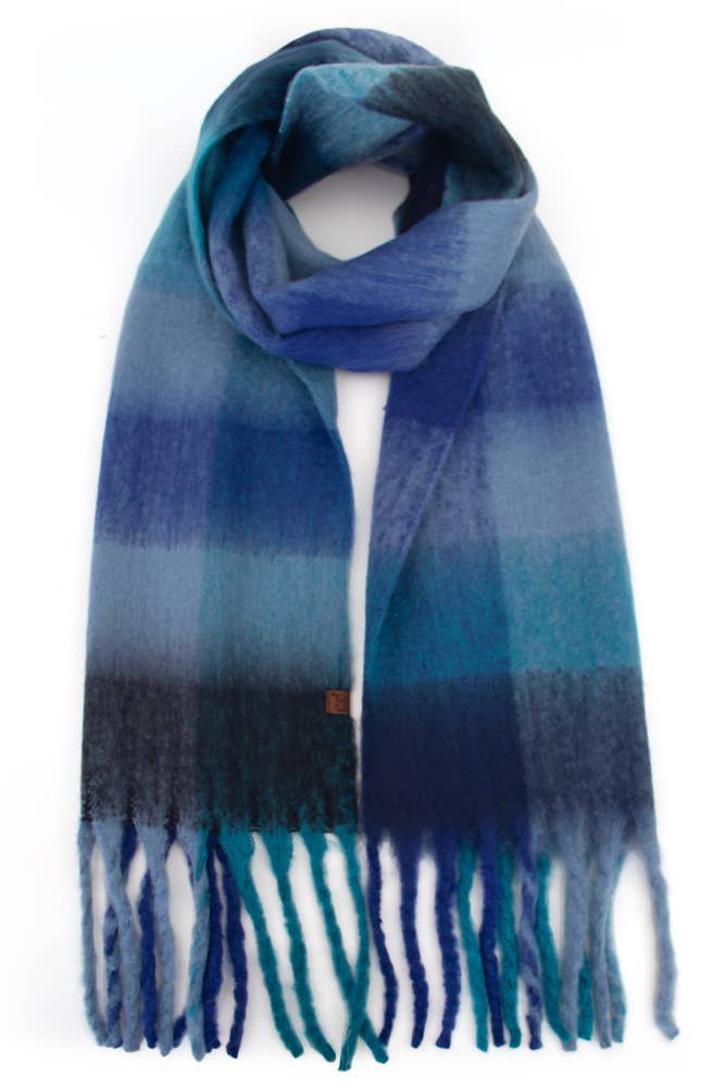C.C Multi Color Block Plaid Check Pattern Woven Winter Scarf: 22