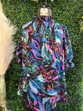 Printed Blouse w/ Ruffled Neckline