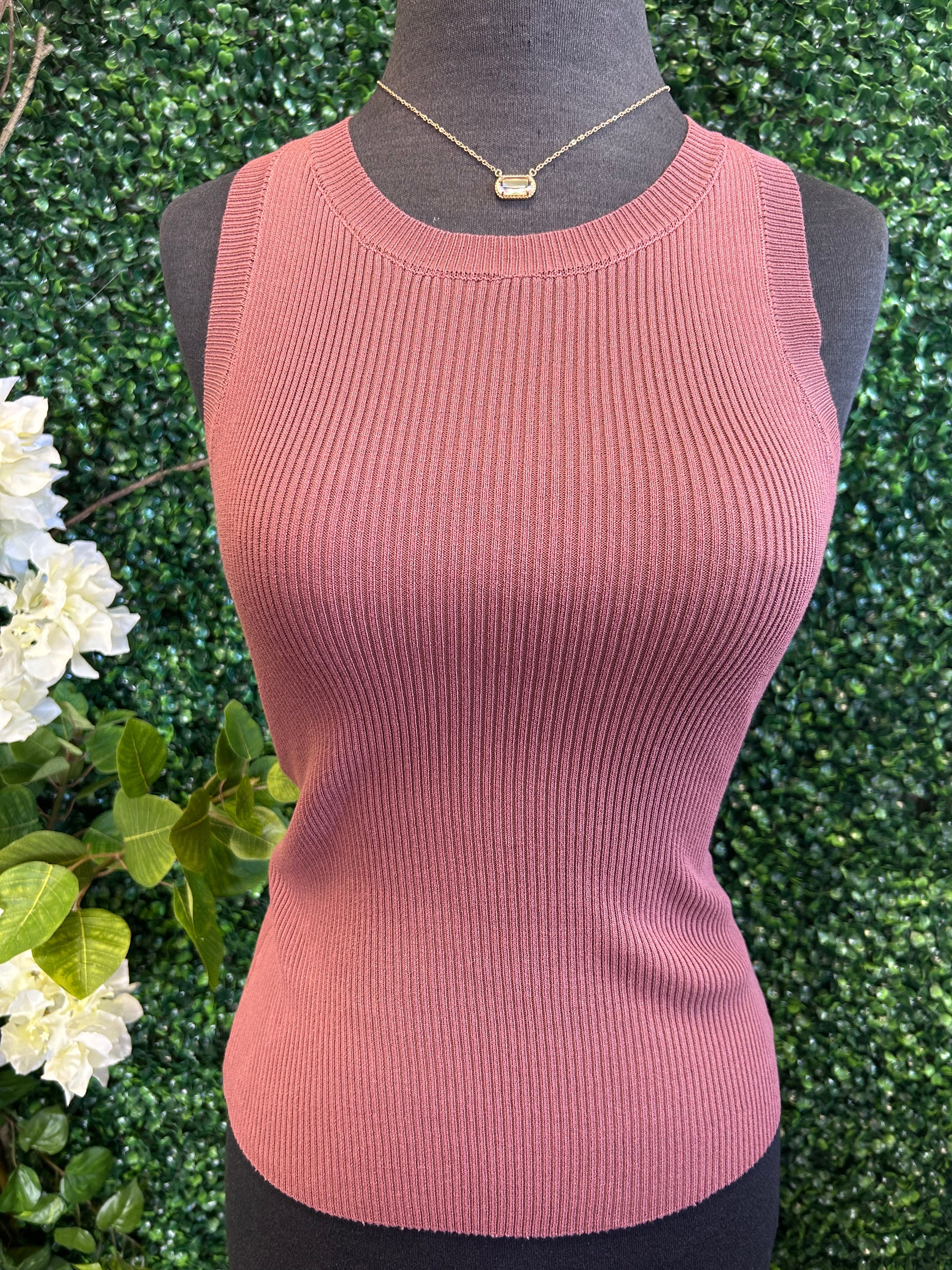 Round Neck Sweater Knit Tank Top