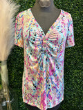 Wrinkle Free Short Sleeve Floral Top