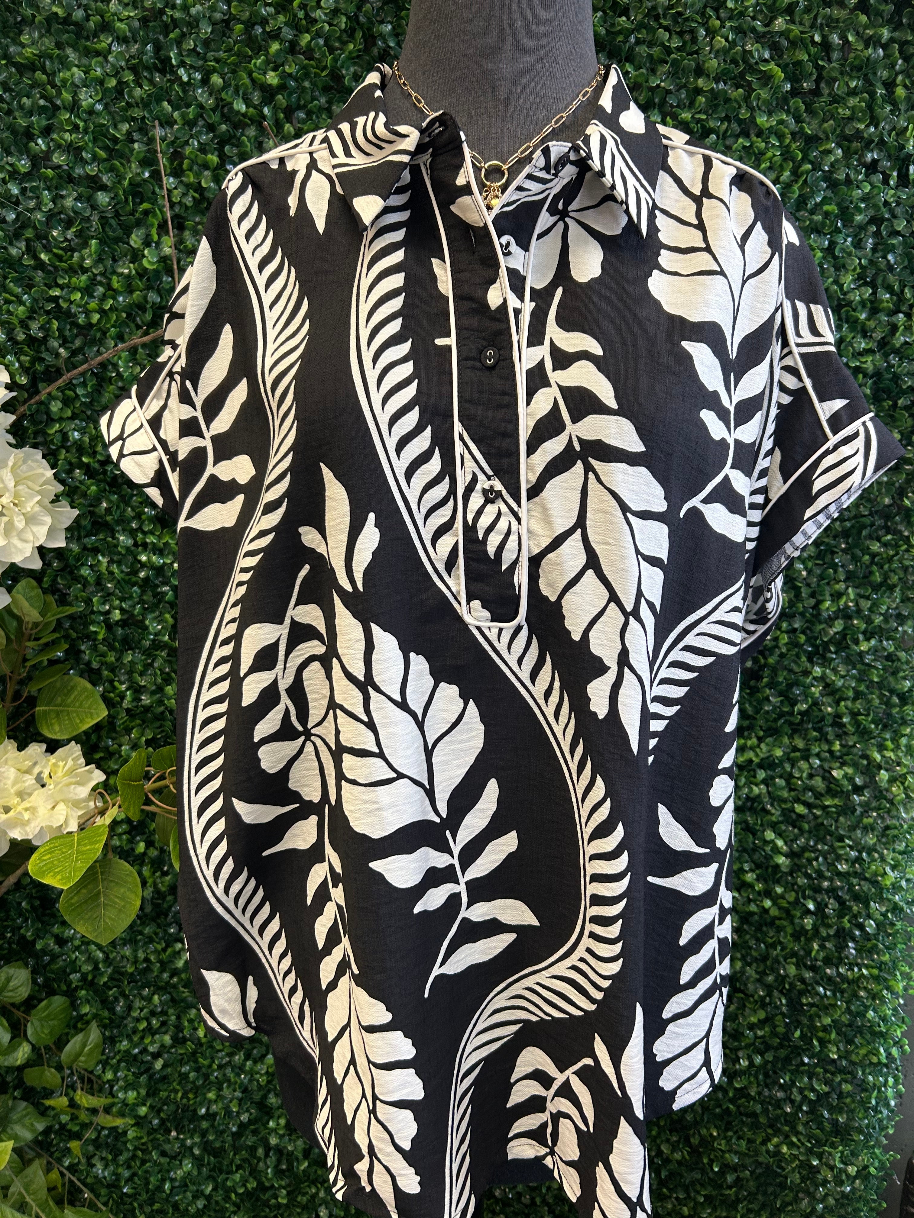 Palm Leaf Print Top