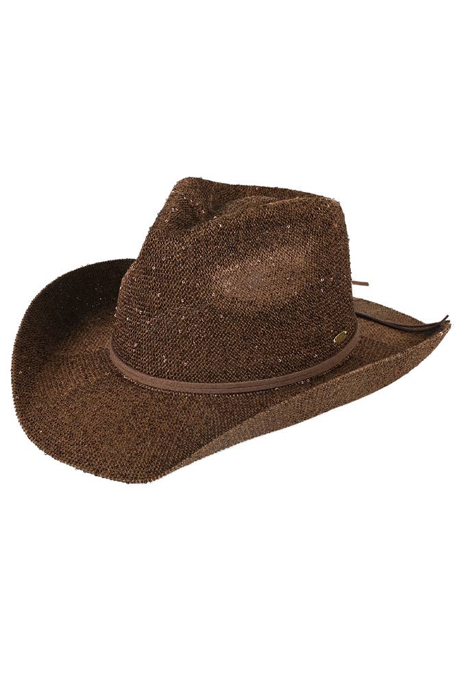 C.C Sequin Cowboy Hat: Beige
