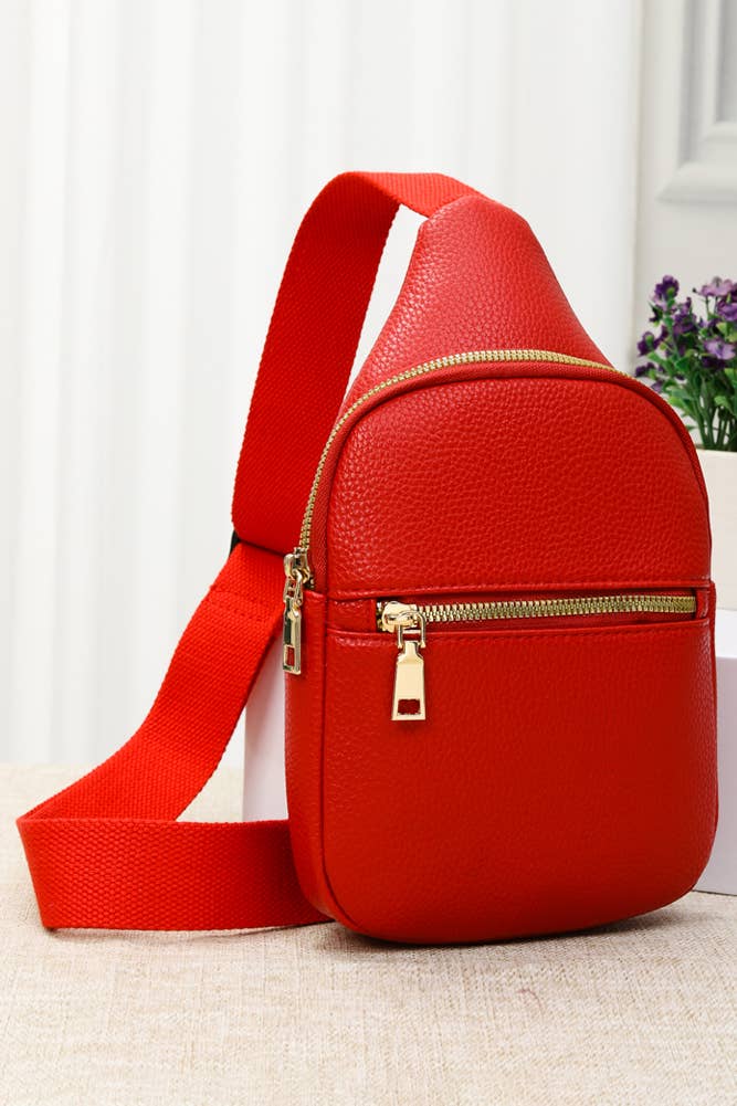 Solid PU Sling Bag: Turquoise