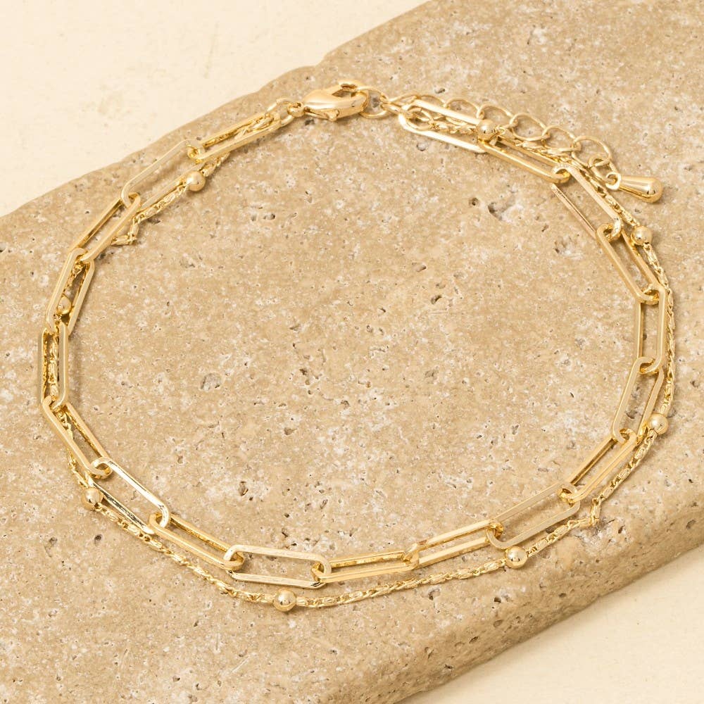 DeletedItem Mixed Layered Dainty Chain Bracelet: G