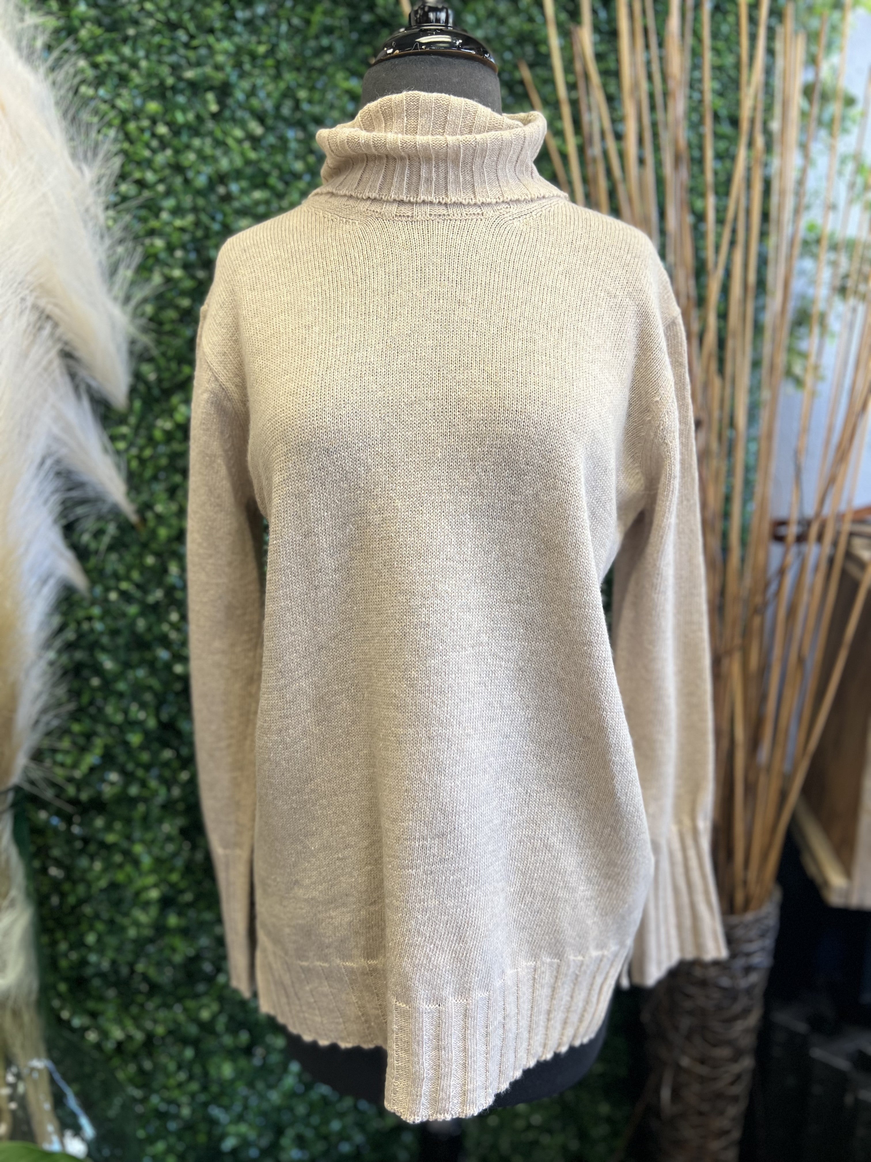 Turtleneck Sweater w/Side Slit