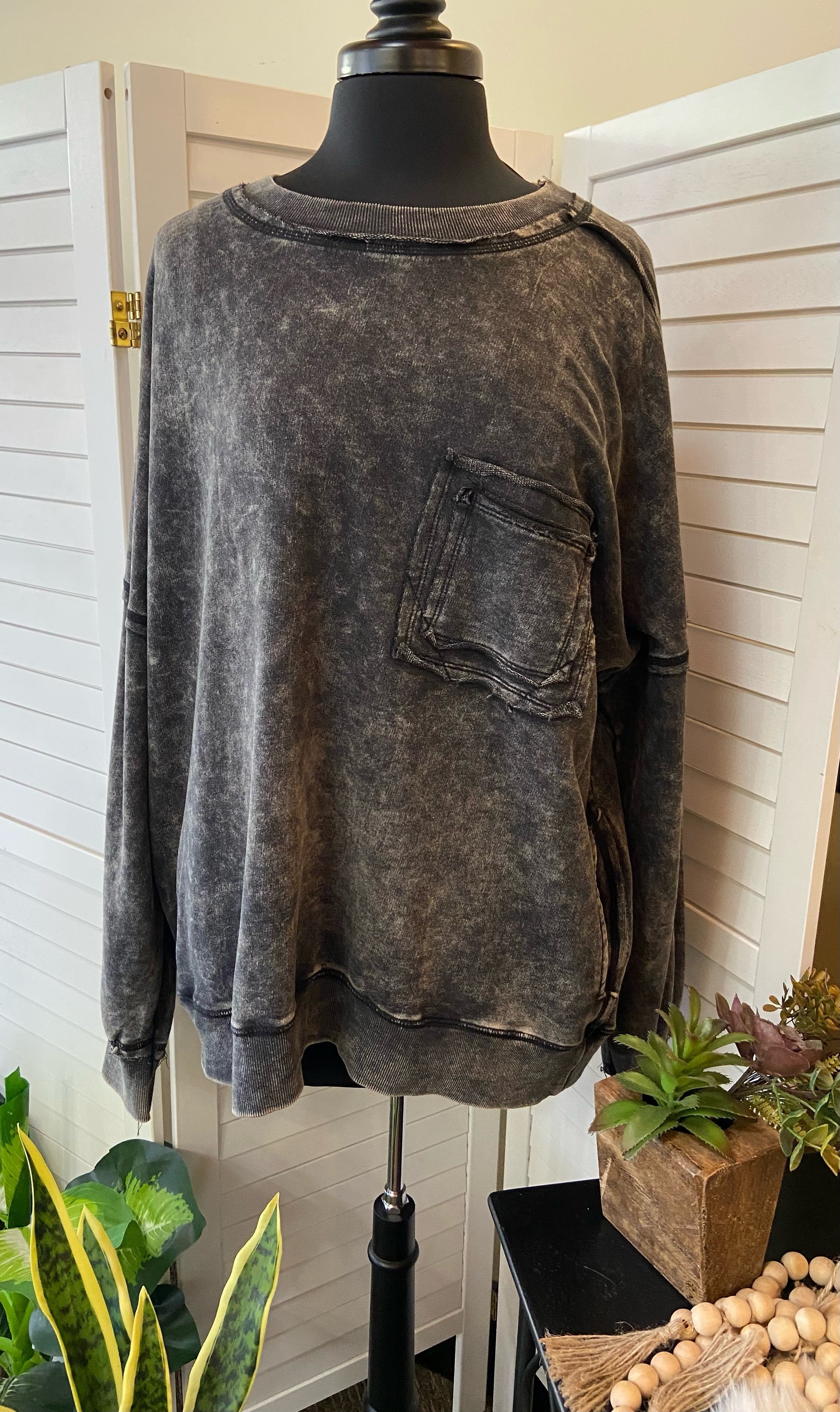 French Terry Acid Wash Crewneck
