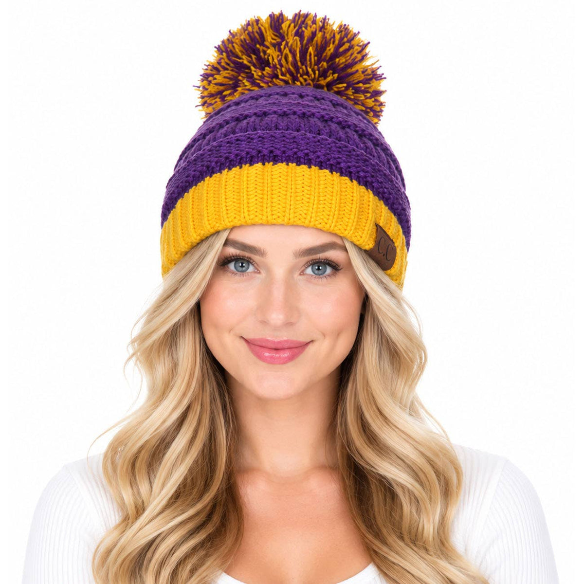 C.C Team College Color Game Day Beanie: 04. Blue/White
