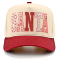 C.C SANTA APPLIQUE LETTER Embroidered Trucker Cap: Burgundy