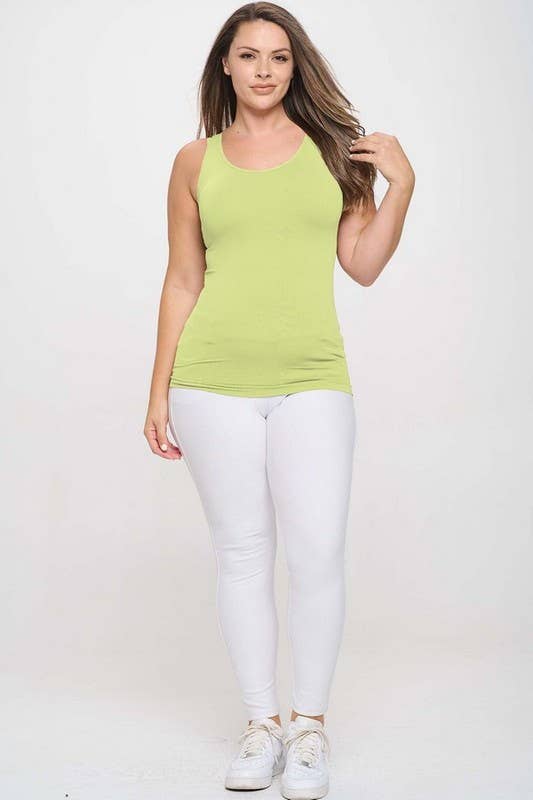 Reversible V or U Neckline Seamless Tank Plus Size: Navy / Plus