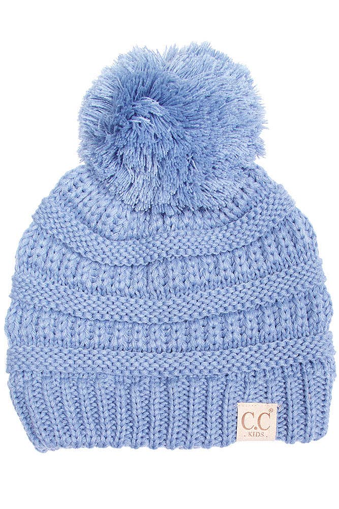 C.C Kids Solid Knit Pom Beanie: Mint