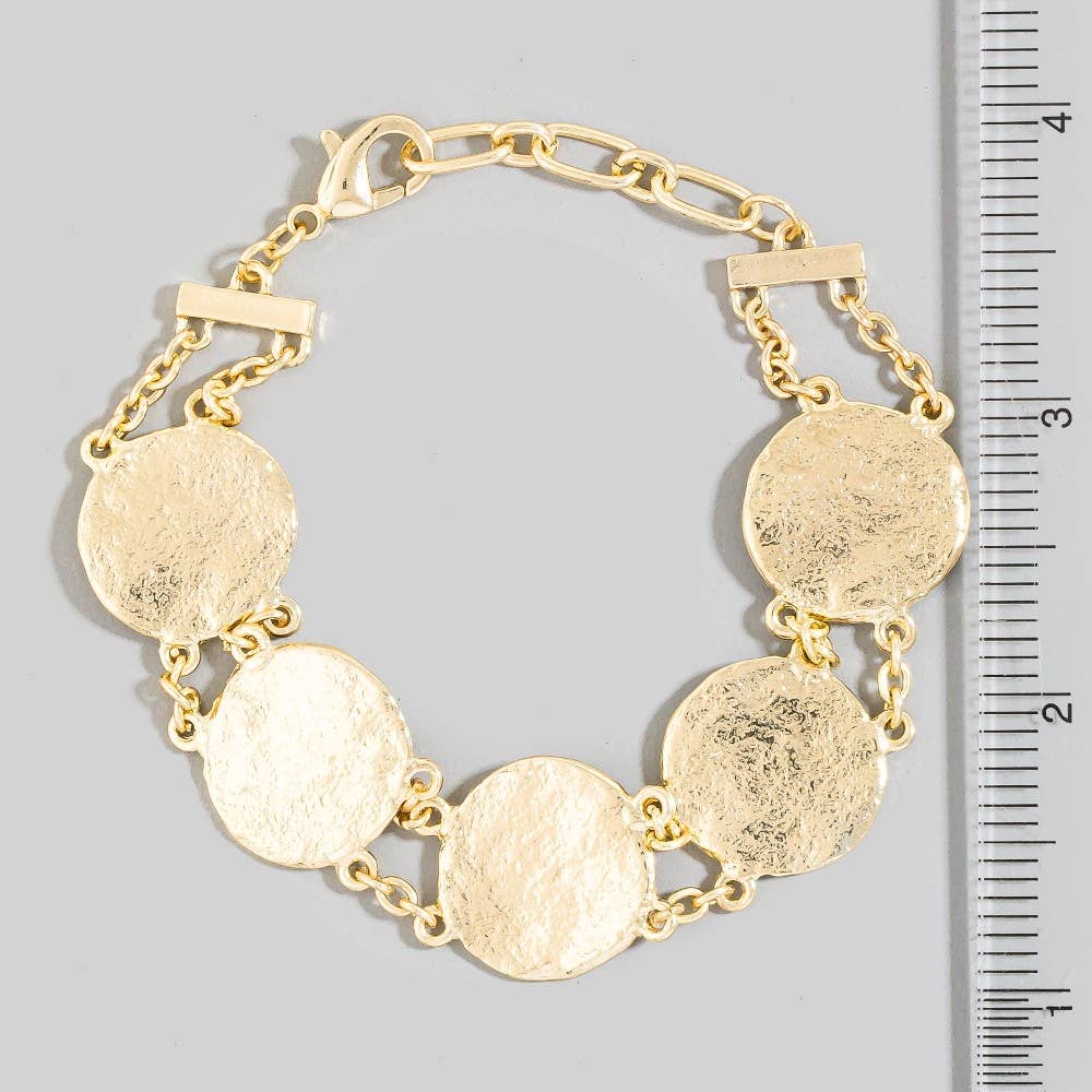 Textured Coins Chain Bracelet: GD