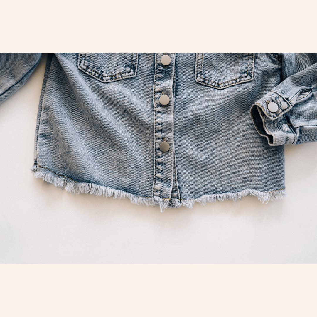 Raw Hem Denim Jean Jacket - Child: 8-9Y