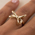 Polished Bow Open Adjustable Ring: G
