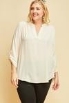 Pastel tunic top with roll up button sleeve