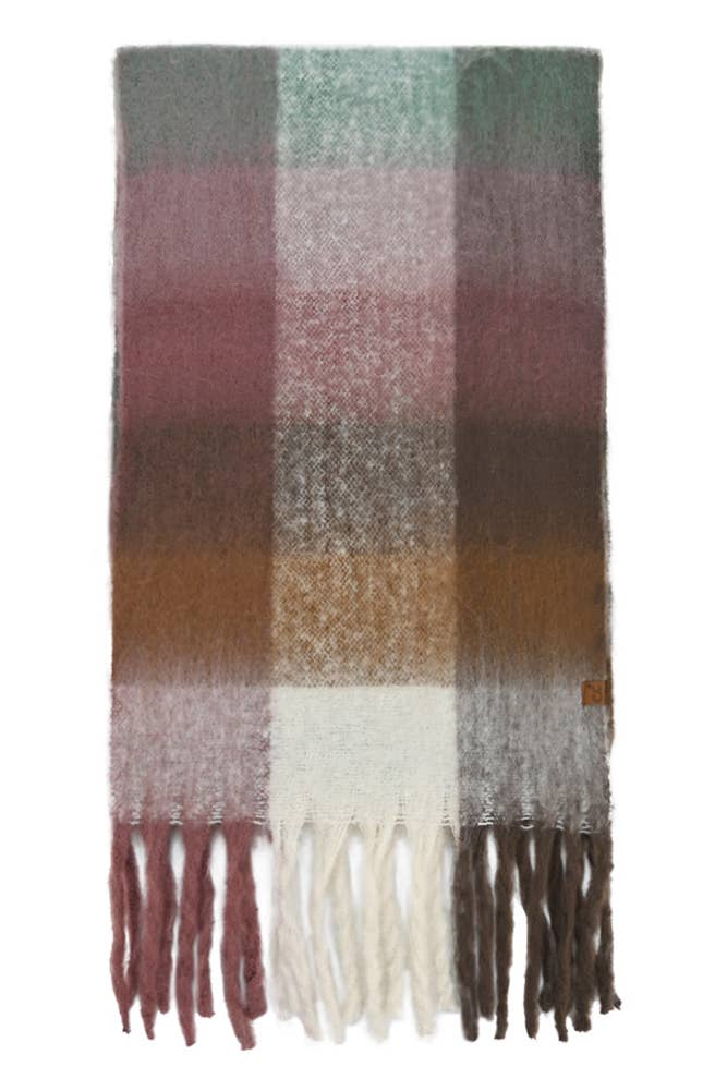 C.C Multi Color Block Plaid Check Pattern Woven Winter Scarf: 18