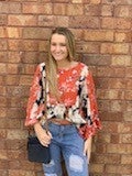 Rust/Navy Floral Block Top