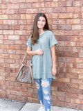 Sage Waffle Knit Top
