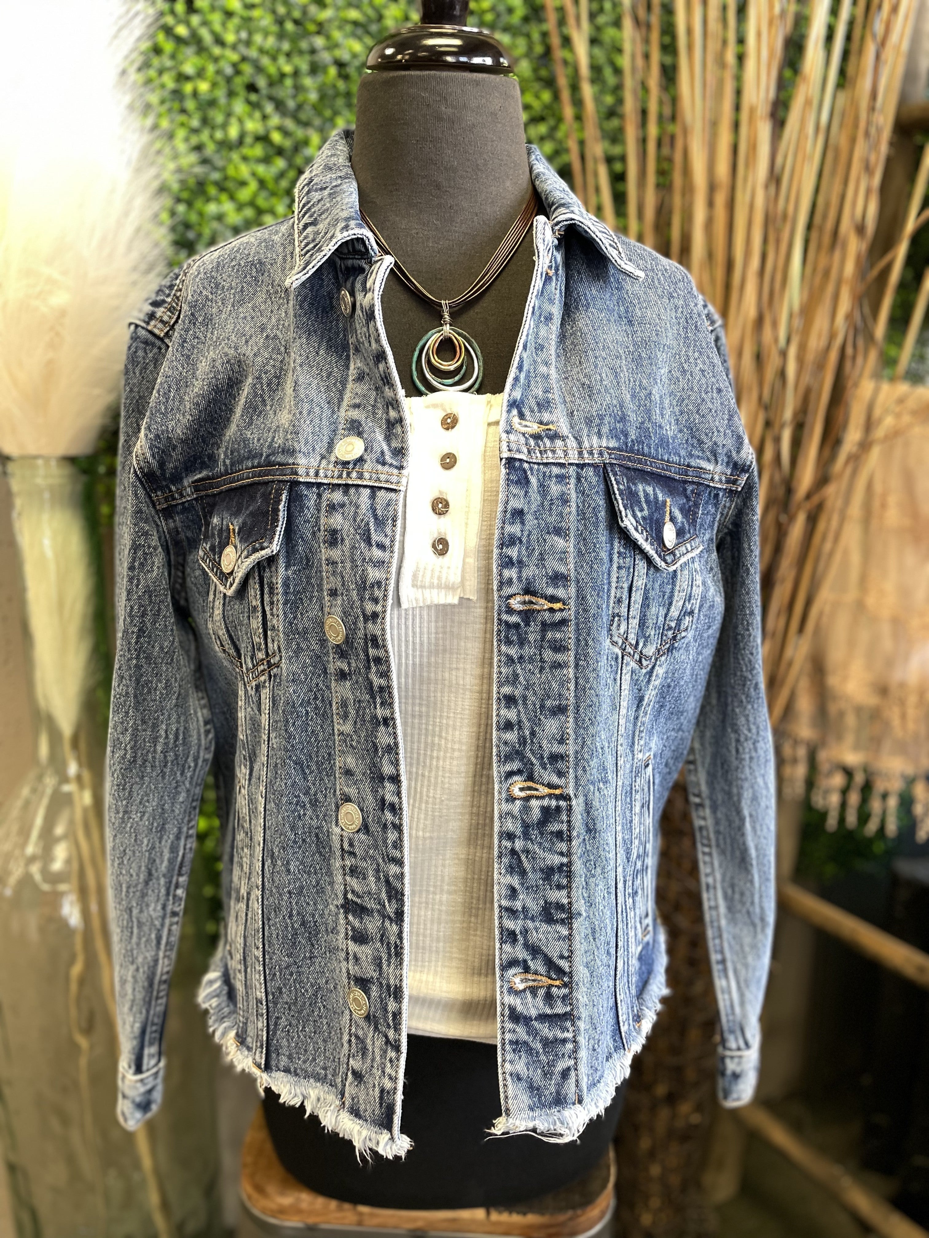 Frayed Hem Denim Jacket