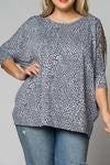 gray cold shoulder animal print top