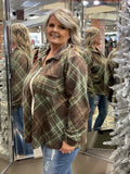 Olive Plaid Shacket