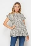 ivory dot ruffle sleeve top