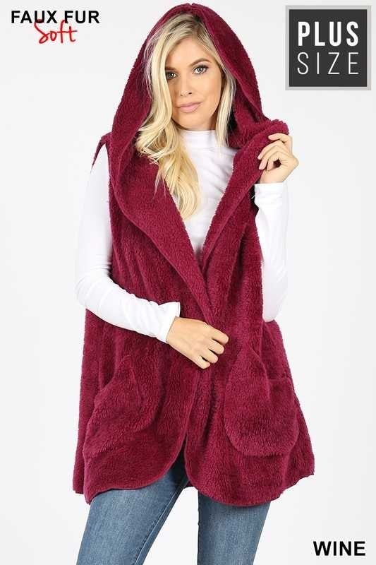 Faux Fur Cocoon vest with pockets