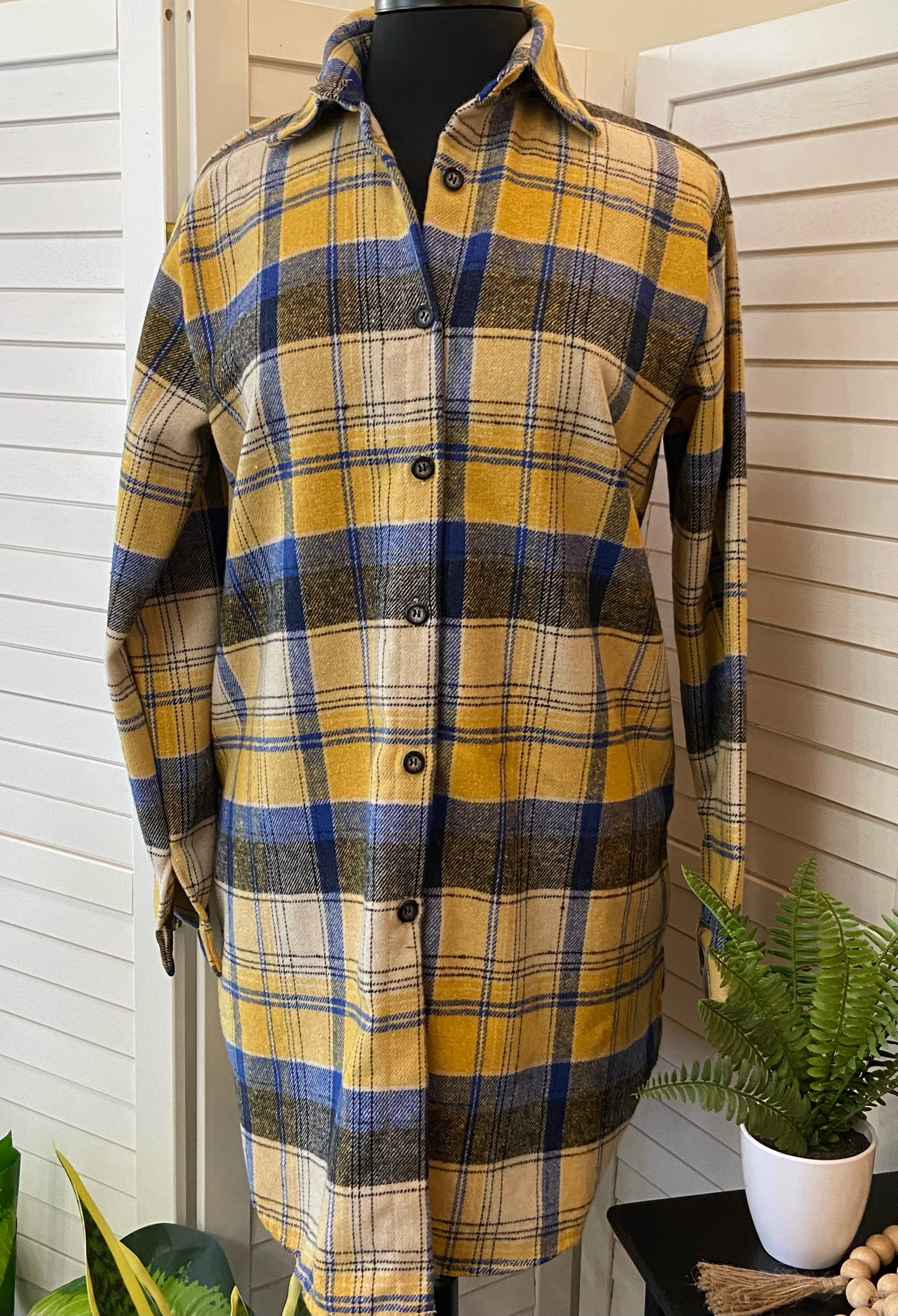 Check Flannel Shirt/ Dress- Plus