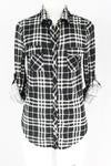 Brushed Roll-up sleeve plaid knit shirt