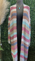Color Block Fuzzy Longline Cardi