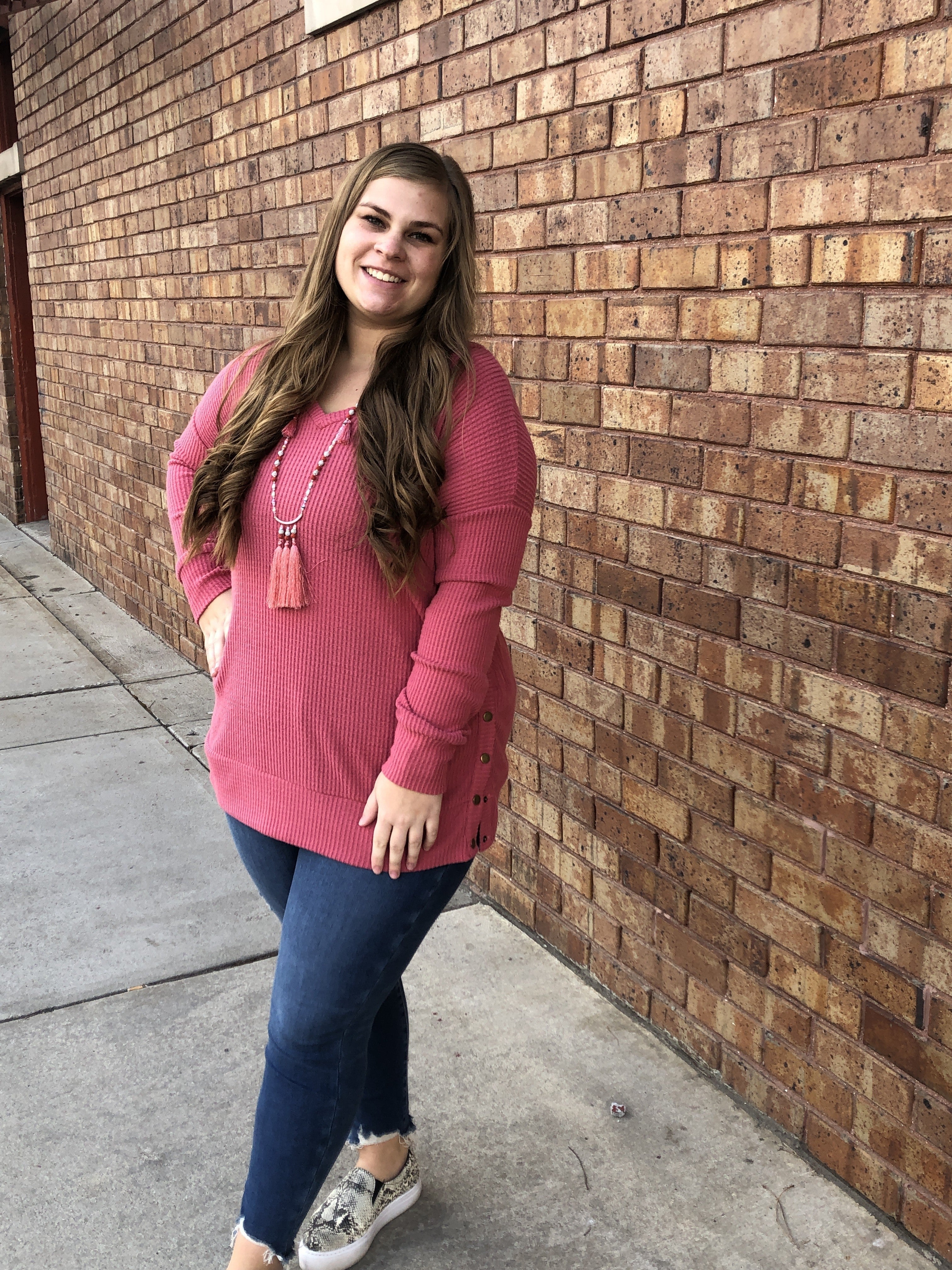 rose pullover with snap sides