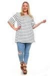 striped tunic w/ruffle sleeves