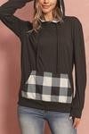 Long sleeve plaid pocket contrast
