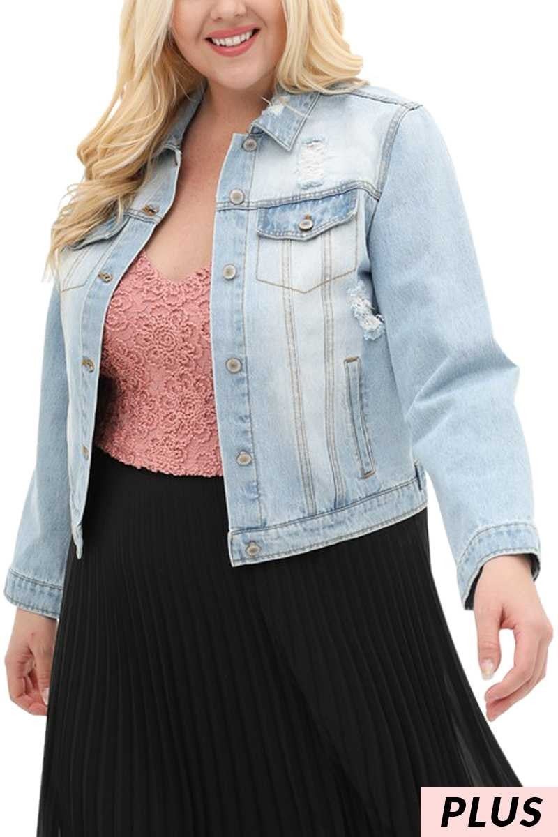 white plus jean jacket