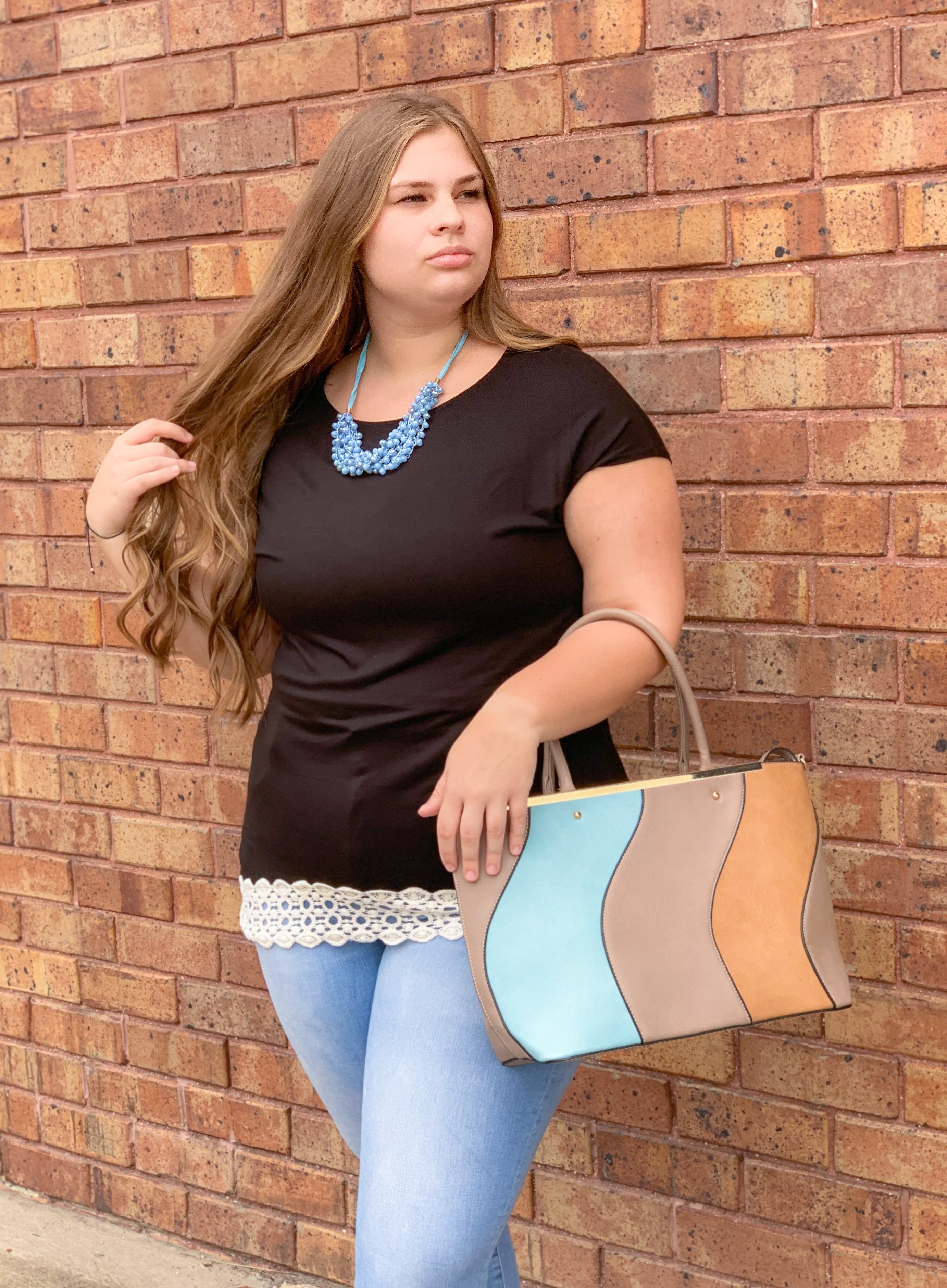 Crochet Hemline T-shirt Top