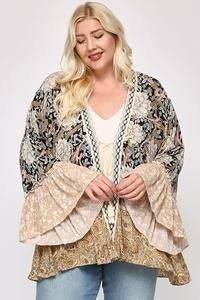 Printed Kimono with bell sleeve