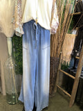 Chambray Paperbag Wide leg Pant