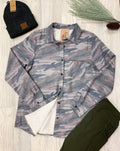 Camo fleece lined long sleeve shirt