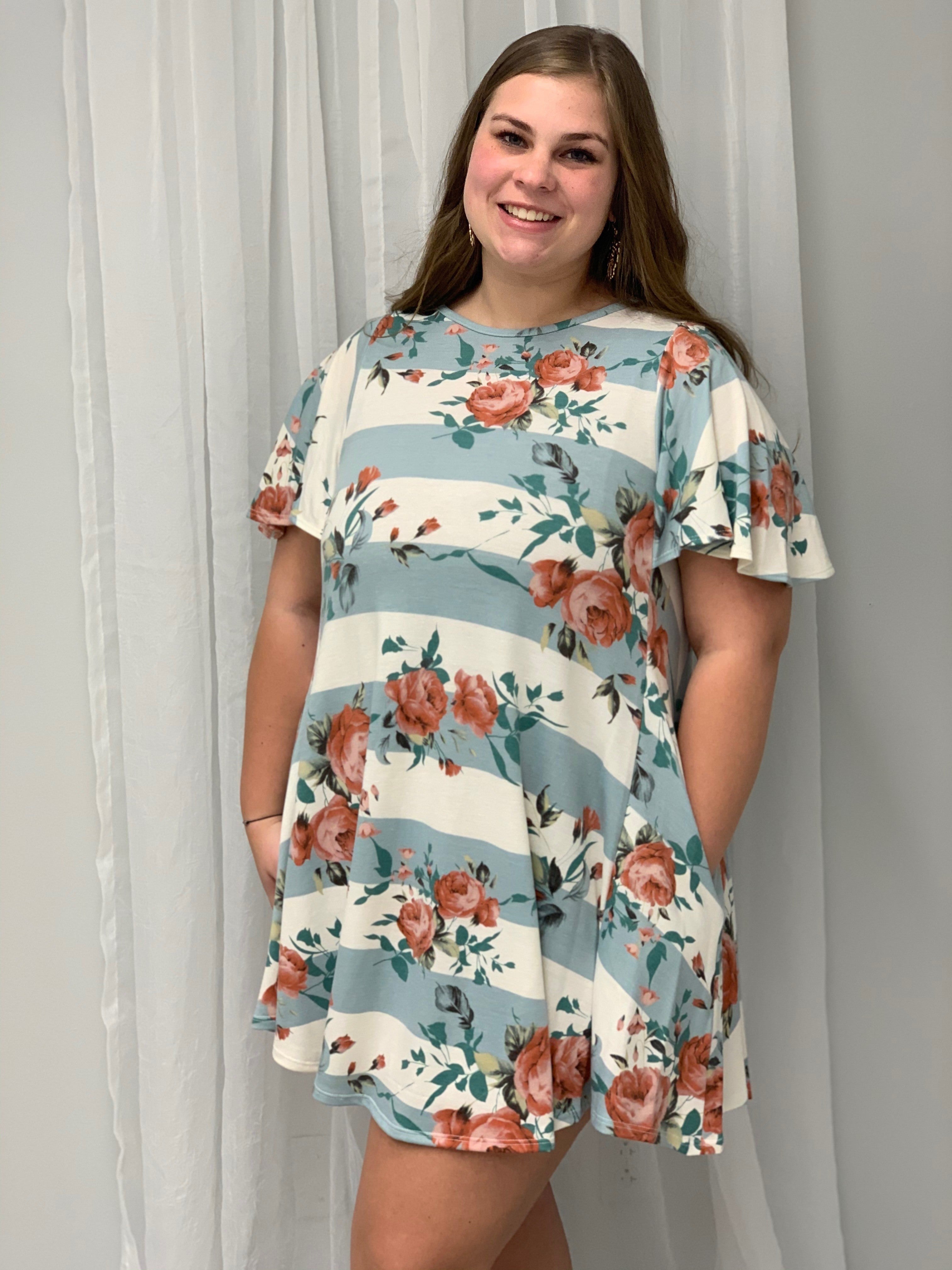 Wide Sleeves Flower Print Dress